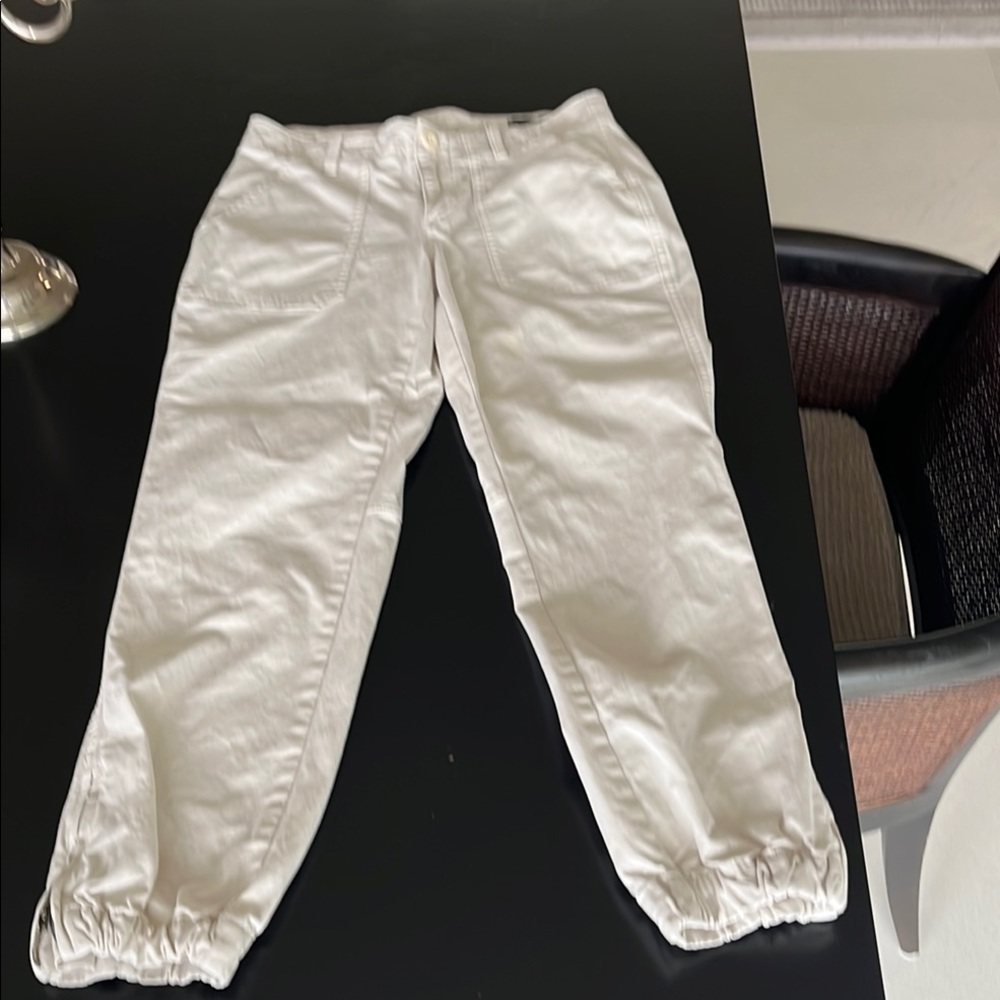 Kids White Elastic-Hem Pants